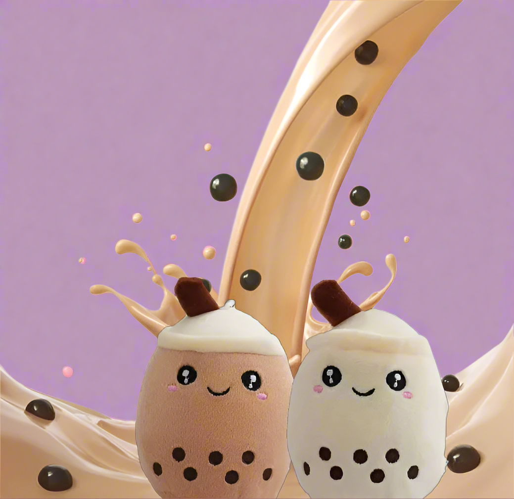 Söt Boba te i plush nyckelring