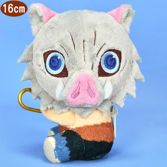 Demon Slayer: Kimetsu no Yaiba - Inosuke Hashibira Plyschdocka, Nyckelring, Väskberlock, Sittande Sidovy, 16cm