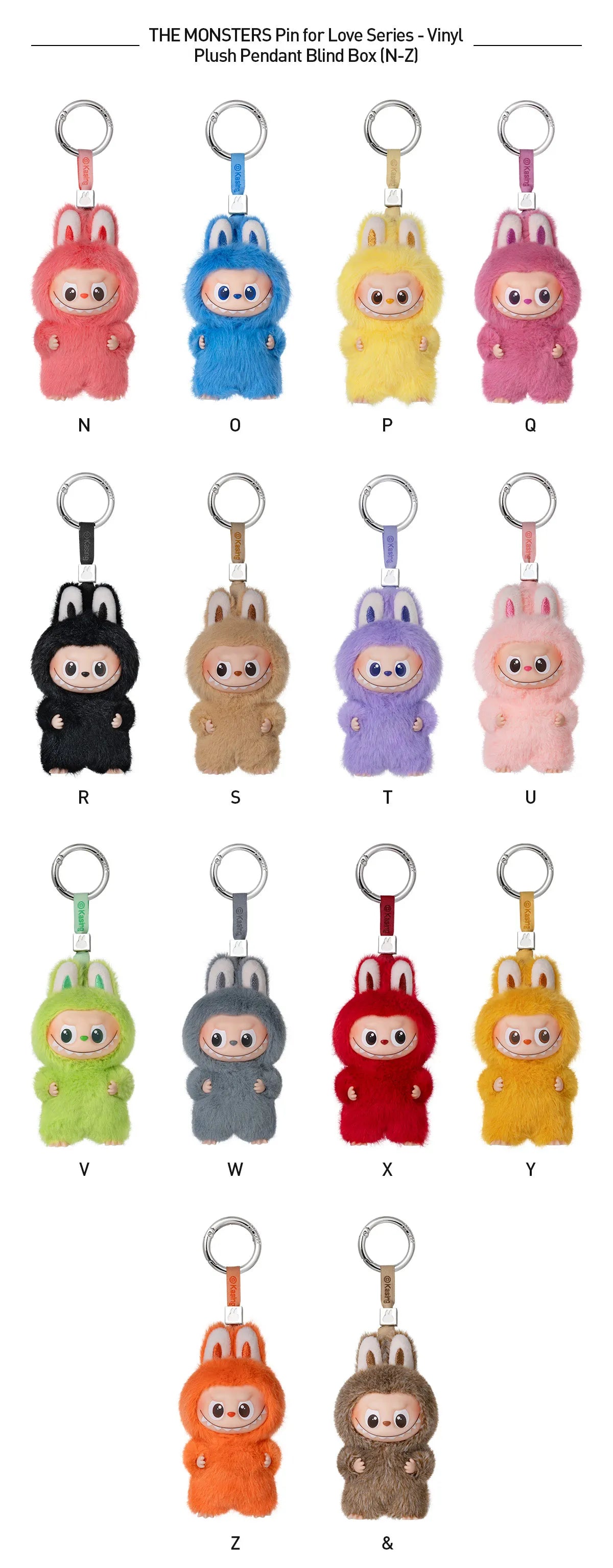 Labubu Pin for Love Series- Vinyl Plush Pendant Blind box Single Box (N-Z)