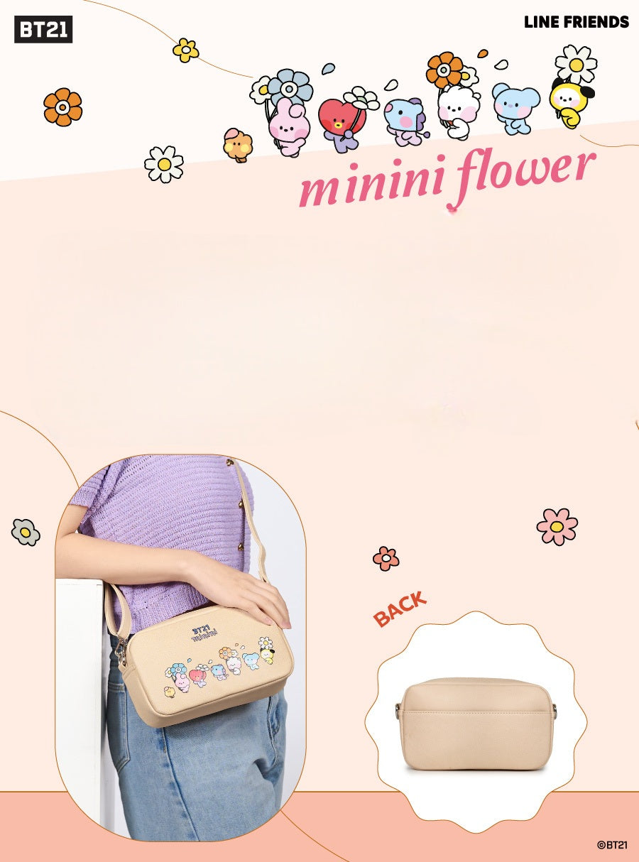 BT21 minini blommig axelväska