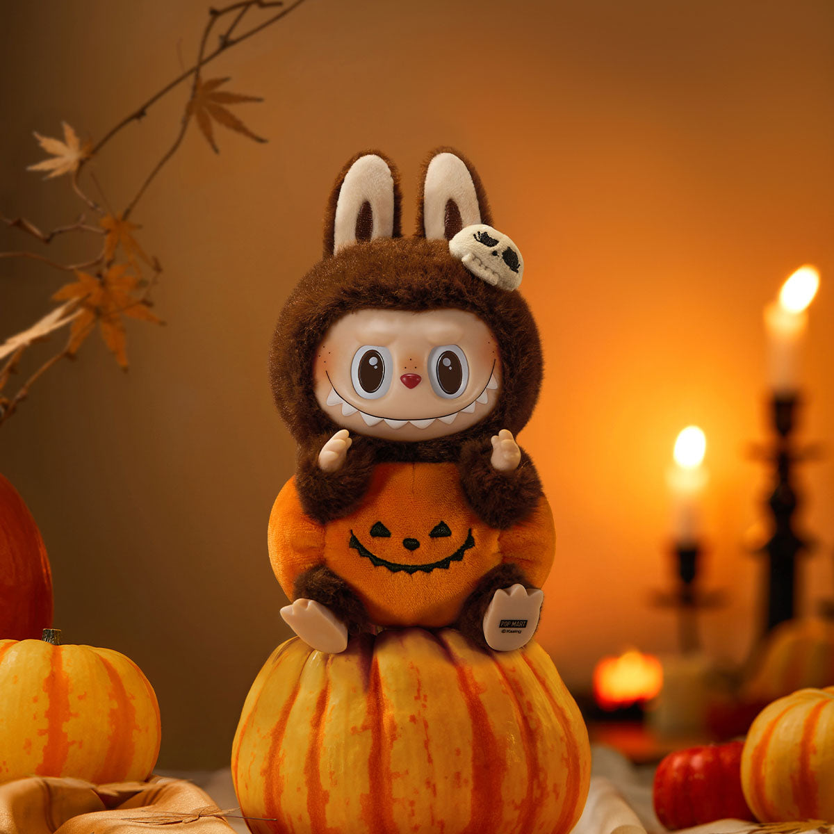Pop Mart Labubu The Monsters Happy Halloween Party Series-Sitting Pumpkin Vinyl Plush
