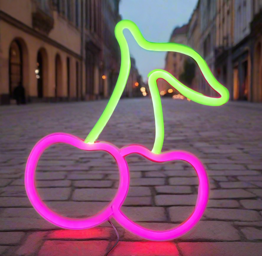 Söt Cherry Neonskylt, USB Eller Batteridrivet LED-neonljus
