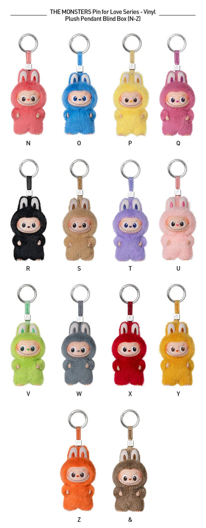 Labubu Pin for Love Series- Vinyl Plush Pendant Blind box Single Box (N-Z)