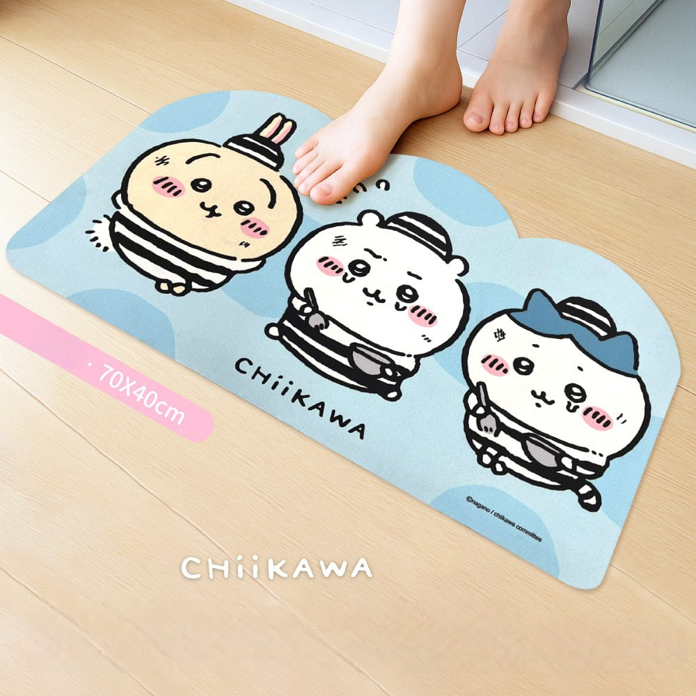 Chiikawa mjuk dörrmatta - fängelseuniformstil- Blå 70*40cm
