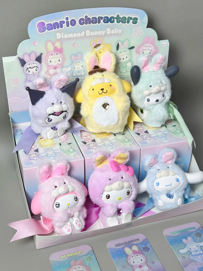 Sanrio Diamond Bunny Baby Plush Charm Blind Box Single Box
