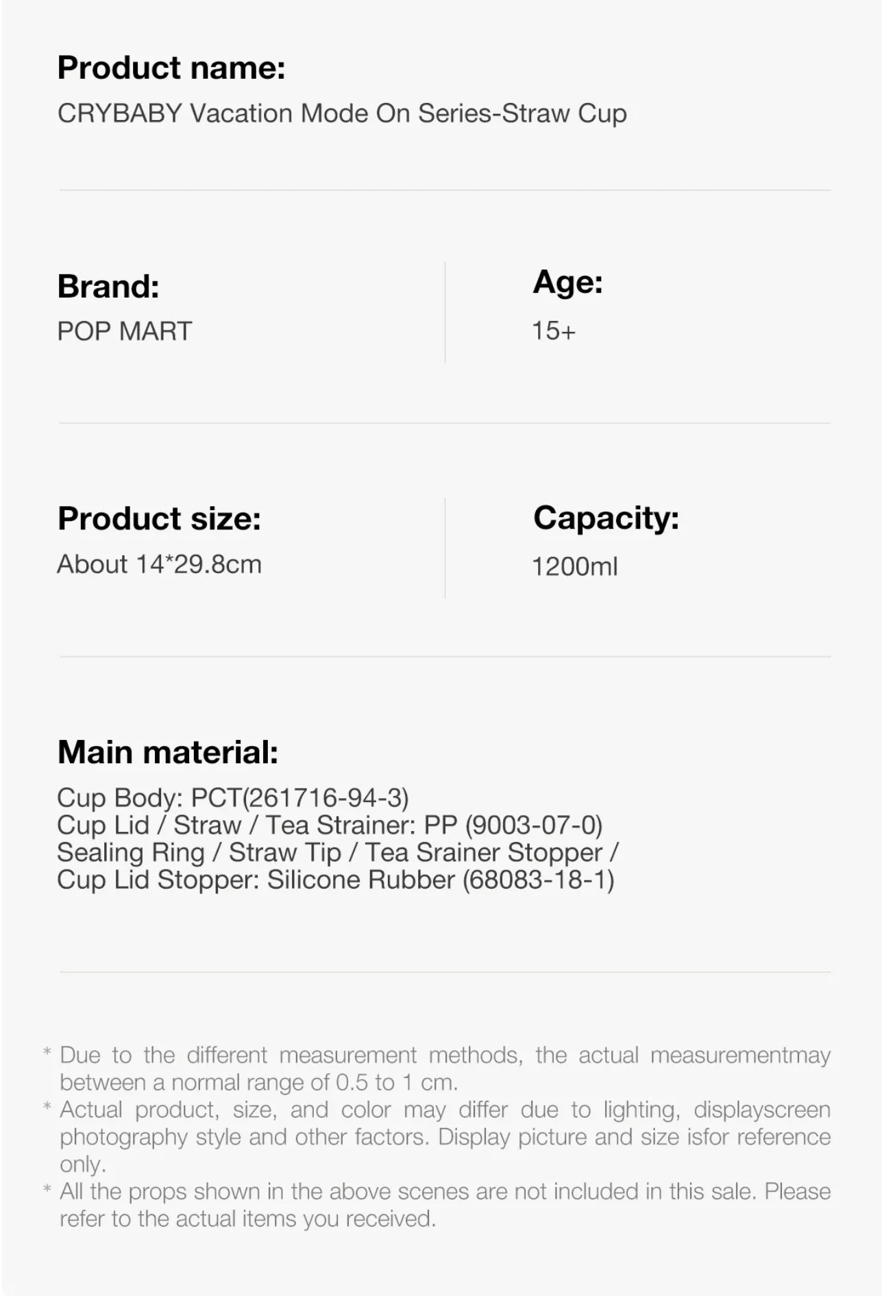 CRYBABY Vacation Mode On Series-Straw Cup